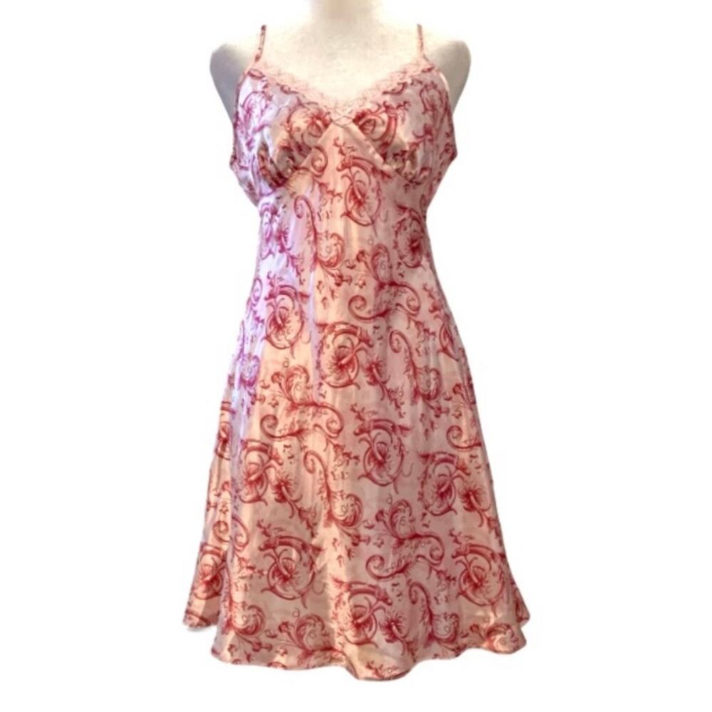 Adonna Y2K Pink Pastel Silky Mini Slip Dress Size M Early 2000s